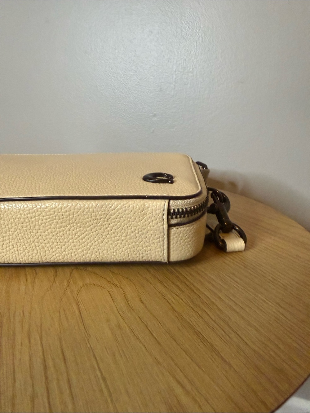 Coach Pebbled Leather Camera Crossbody in Cream with Silver Accent - Picture 3 of 8